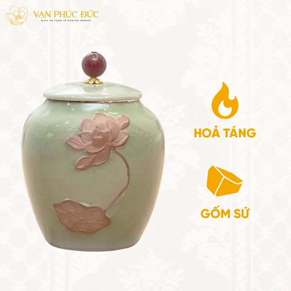 Hũ lưu tro cốt Tâm Sen Bát Tràng