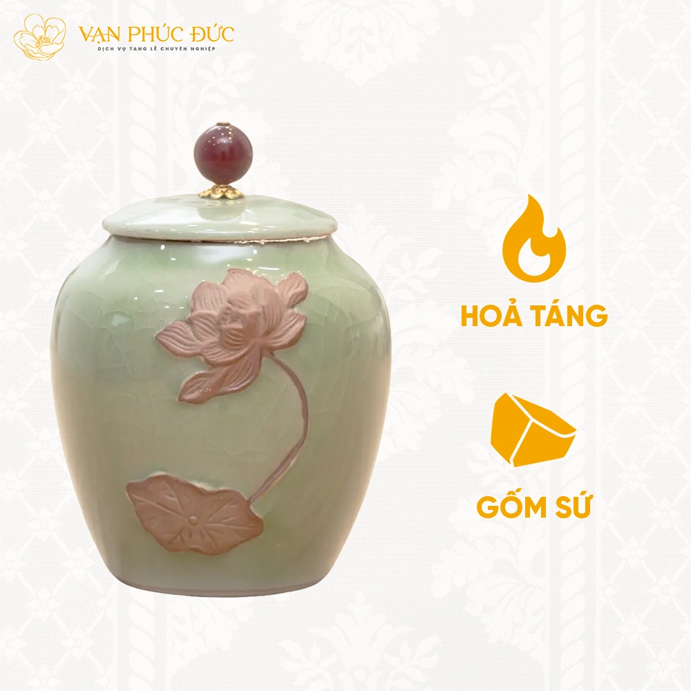 Hũ lưu tro cốt Tâm Sen Bát Tràng